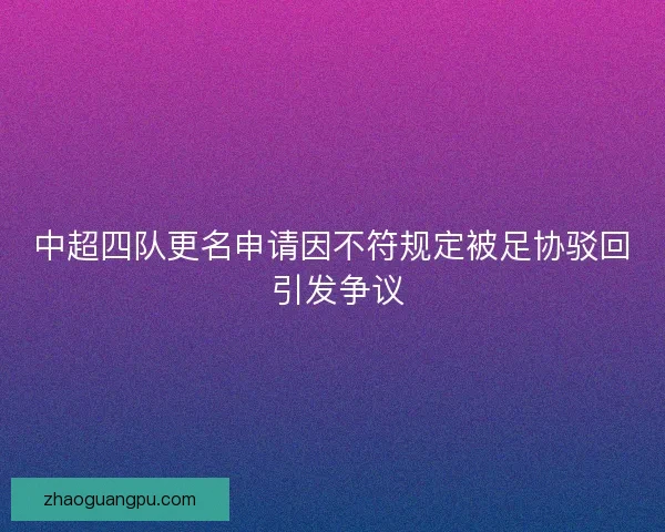 中超四队更名申请因不符规定被足协驳回 引发争议