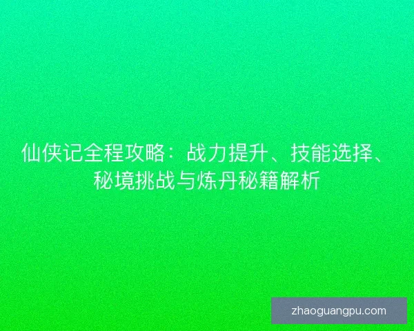 仙侠记全程攻略：战力提升、技能选择、秘境挑战与炼丹秘籍解析