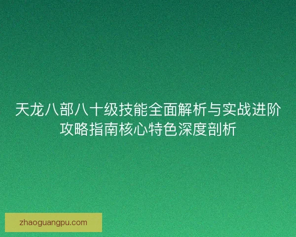 天龙八部八十级技能全面解析与实战进阶攻略指南核心特色深度剖析