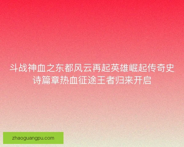 斗战神血之东都风云再起英雄崛起传奇史诗篇章热血征途王者归来开启