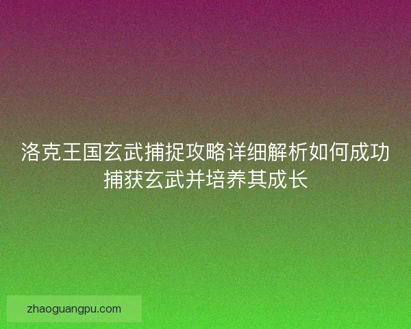 洛克王国玄武捕捉攻略详细解析如何成功捕获玄武并培养其成长