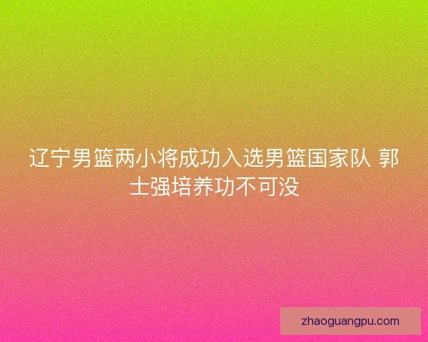 辽宁男篮两小将成功入选男篮国家队 郭士强培养功不可没