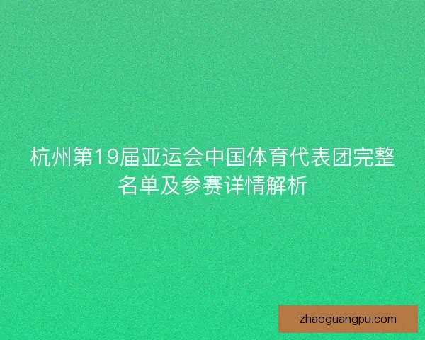 杭州第19届亚运会中国体育代表团完整名单及参赛详情解析
